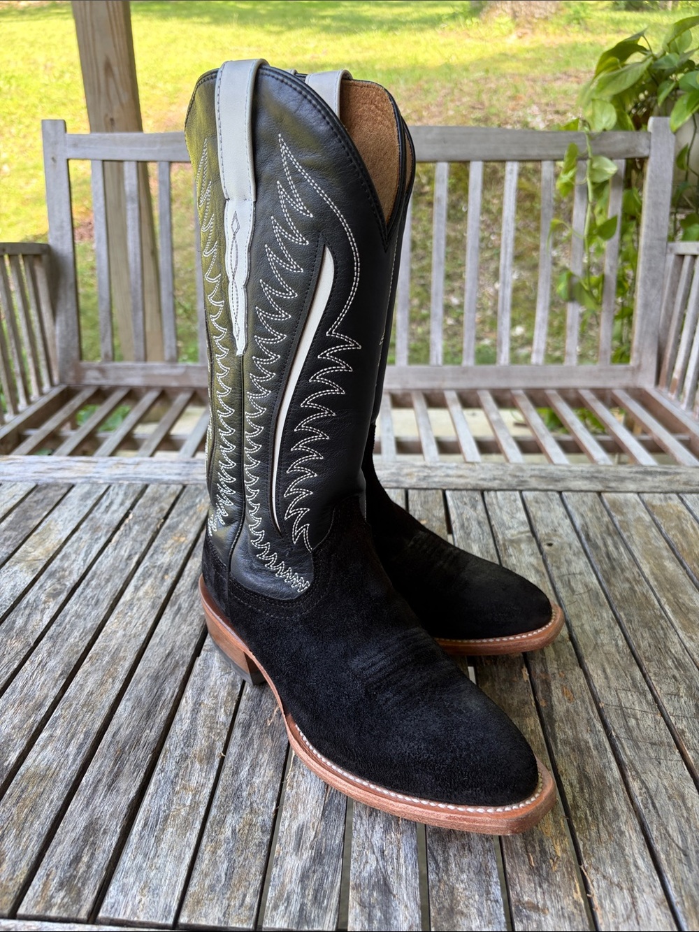Ariat Black Suede & Leather Western Heeled Boots
